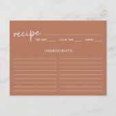 テラコッタミニマルブライダルシャワーレシピカード エンクロージャーカード (正面)