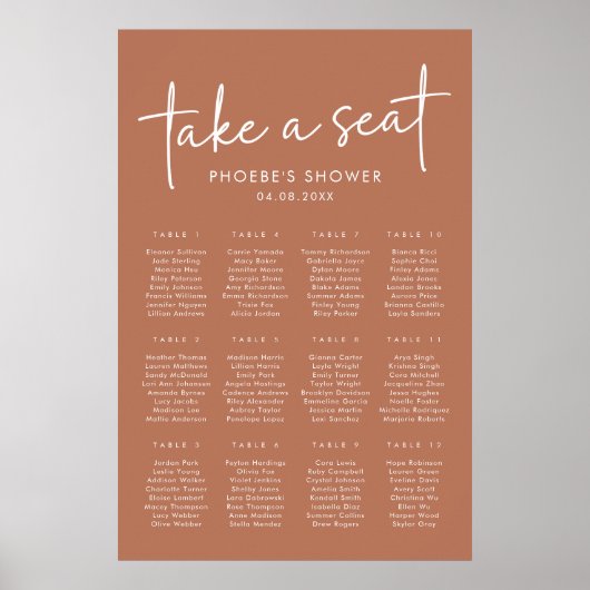 テラコッタミニマルブライダルシャワー座席表 ポスター (正面)