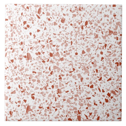 テラコッタミニマルホワイトテラゾーストーンパターン タイル (正面)