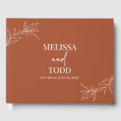 テラコッタミニマルミニマリストブランチ結婚リーフ ゲストブック (正面)
