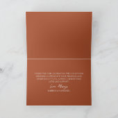 テラコッタミニマルミニマリストブランチ結婚リーフ サンキューカード (内部)