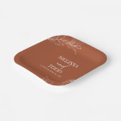 テラコッタミニマルミニマリストブランチ結婚リーフ ペーパープレート (傾斜あり)