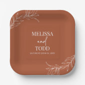 テラコッタミニマルミニマリストブランチ結婚リーフ ペーパープレート (正面)
