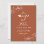 テラコッタミニマルミニマリストブランチ結婚リーフ 招待状 (正面)