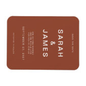 テラコッタミニマルモダンリストウェディング日付を保存 マグネット (横)