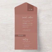テラコッタミニマルラストモノグラム結婚のスキャンダル オールインワン招待状 (内側)