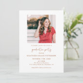 テラコッタミニマル写真卒業パーティー 招待状 (スタンド正面)