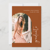 テラコッタミニマル写真卒業パーティー 招待状 (裏面)