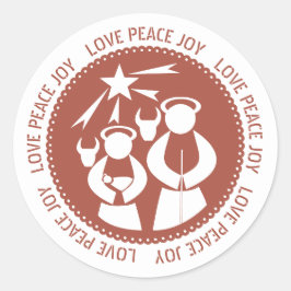 テラコッタミニマル出生シーンのクリスマス ラウンドシール