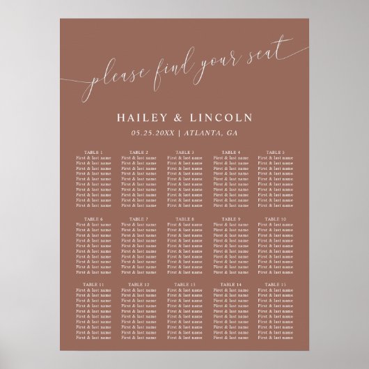 テラコッタミニマル結婚の座席表 ポスター (正面)