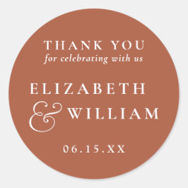 テラコッタミニマル結婚リストモノグラム ラウンドシール