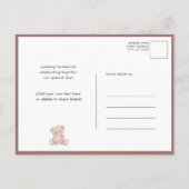 テラコッタムーンピンクテディベアーガールベイビーシャワー インビテーションポストカード (裏面)