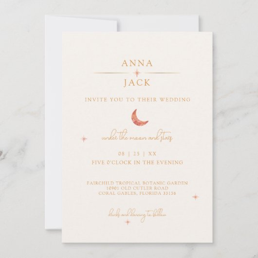 テラコッタムーン&スターズシアルウェディング招待 招待状 (正面)