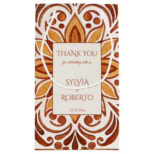 テラコッタメエレガントキシカンタラベラ結婚式の引き出物 スモールペーパーバッグ (裏面)