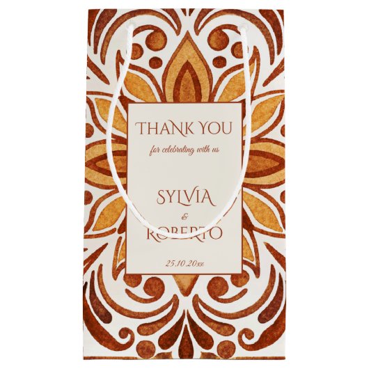 テラコッタメエレガントキシカンタラベラ結婚式の引き出物 スモールペーパーバッグ (正面)