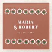 テラコッタメキシコボホバロ結婚ズ ガラスコースター (正面)