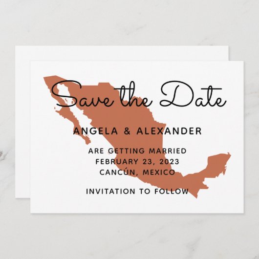 テラコッタメキシコ行き先結婚式 セーブザデート (正面/裏面)