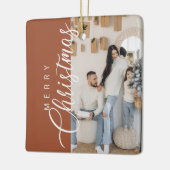 テラコッタメリークリスマスフォト セラミックオーナメント (左)