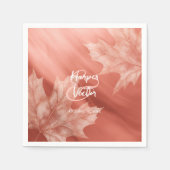 テラコッタメープル離れ秋の結婚式 スタンダードカクテルナプキン (正面)