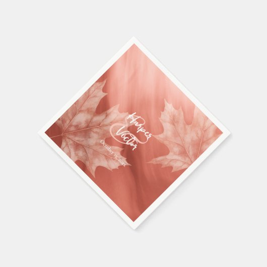 テラコッタメープル離れ秋の結婚式 スタンダードカクテルナプキン (角)