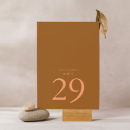 テラコッタモスグリーンシンプルプレーン結婚ズ テーブルナンバー