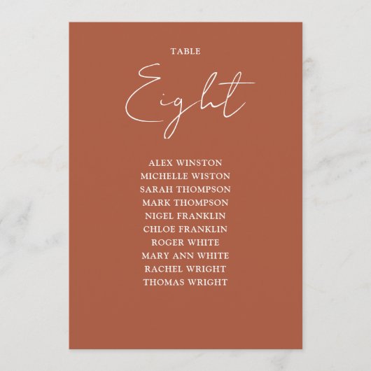 テラコッタモダンの座席表の番号 招待状 (正面)