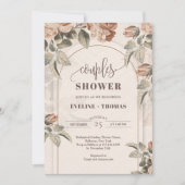 テラコッタモダンの花のセージ弓カップルのシャワー 招待状 (正面)