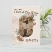 テラコッタモダンの花アーチセージ緑離れの 招待状 (スタンド正面)