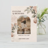 テラコッタモダンの花アーチセージ緑離れの 招待状 (スタンド正面)