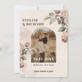 テラコッタモダンの花アーチセージ緑離れの 招待状