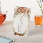 テラコッタモダンの花バーガンディのパンパ緑 台座サイン (インサイチュ)