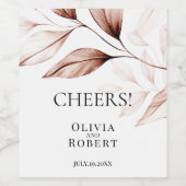 テラコッタモダンの葉のスケッチ ワインラベル (シングルラベル)