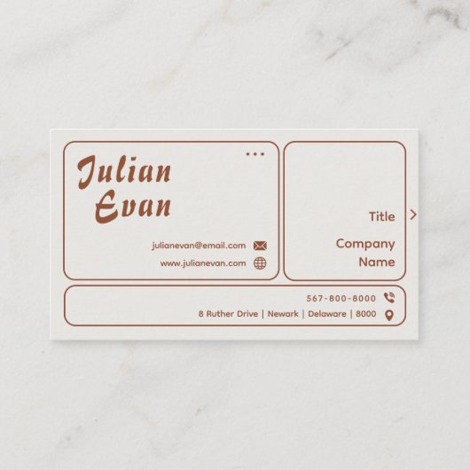 テラコッタモダンアーストーンはっきりしたタイポグラフィこんにちは 名刺 (裏面)