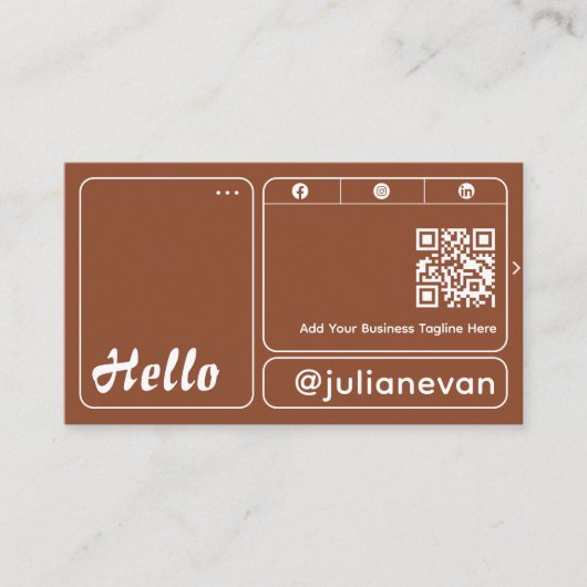 テラコッタモダンアーストーンはっきりしたタイポグラフィこんにちは 名刺 (正面)