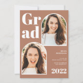 テラコッタモダンアーチ3枚の写真の卒業式 招待状 (正面)