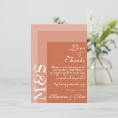 テラコッタモダンイニシャルス結婚クリプト サンキューカード (スタンド正面)