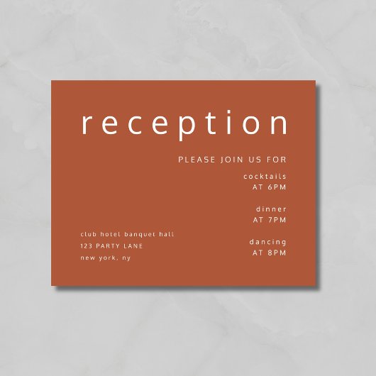 テラコッタモダンウェディングレセプション エンクロージャーカード