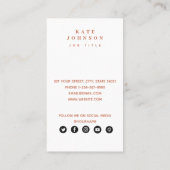 テラコッタモダンウォーター色QRコードソーシャルメディア 名刺 (裏面)