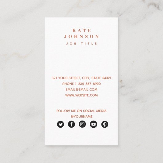 テラコッタモダンウォーター色QRコードソーシャルメディア 名刺 (裏面)