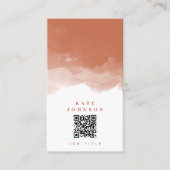 テラコッタモダンウォーター色QRコードソーシャルメディア 名刺 (正面)