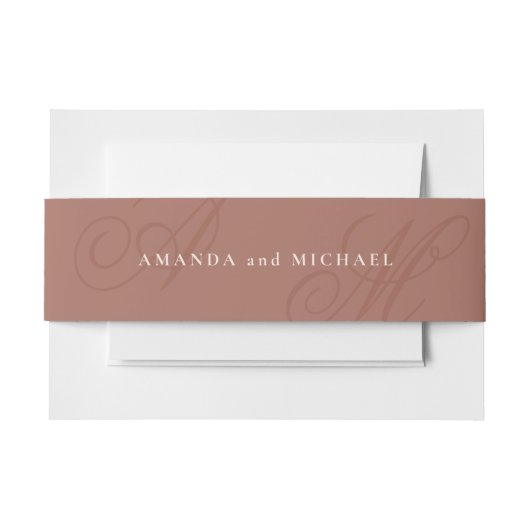 テラコッタモダンエッジエレガントモノグラム結婚ズ 招待状ベリーバンド (正面例)