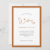 テラコッタモダンエレガントシンプルの結婚スクリプト 招待状 (正面)
