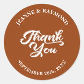テラコッタモダンカスタムウェディングありがとうお願い ラウンドシール (正面)