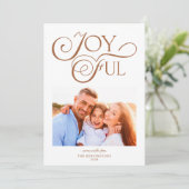 テラコッタモダンクリスマスの楽しいクリスマスフォト シーズンカード (スタンド正面)