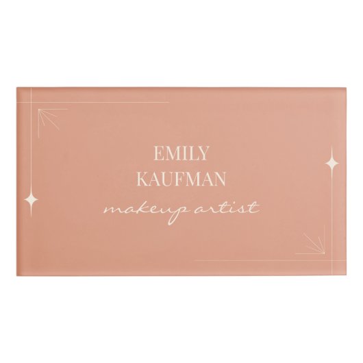 テラコッタモダングラディエントのメイクアップアーティスト事業 名札 (正面)