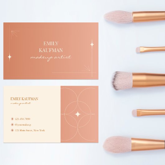 テラコッタモダングラデーションのメイクアップアーティスト 名刺
