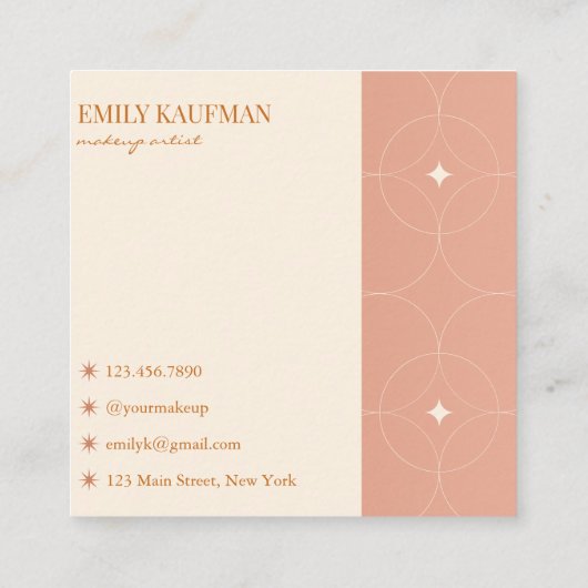 テラコッタモダングラデーショントレンディーメイクアップアーティスト スクエア名刺 (裏面)