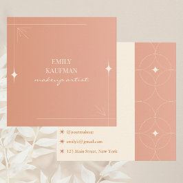 テラコッタモダングラデーショントレンディーメイクアップアーティスト スクエア名刺