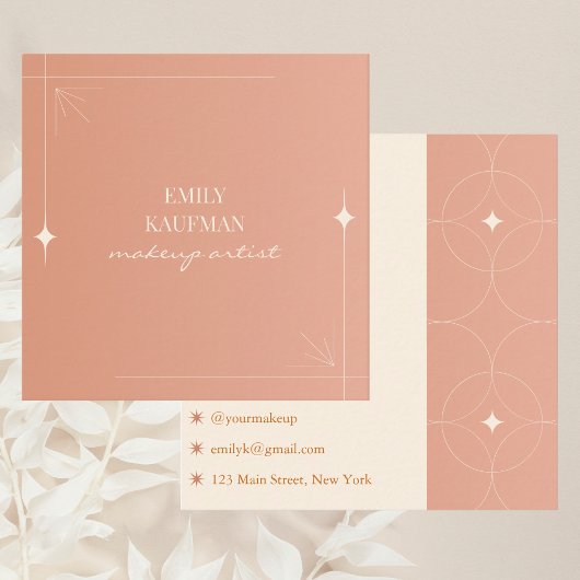 テラコッタモダングラデーショントレンディーメイクアップアーティスト スクエア名刺