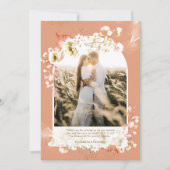 テラコッタモダンコーラルフローラ写真ありがとう サンキューカード (正面)